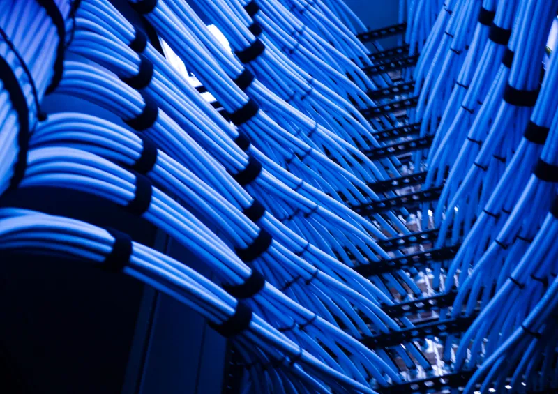 A series of blue cables